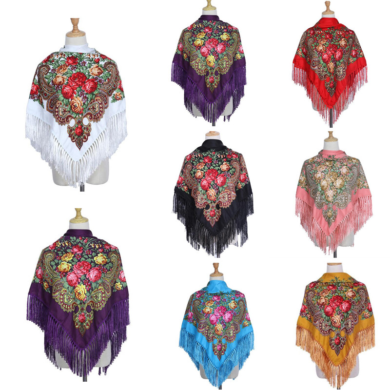 Winter Ethnic Fashion For Women - 레트로 프린트 스카프 보호 목도리, 따뜻한