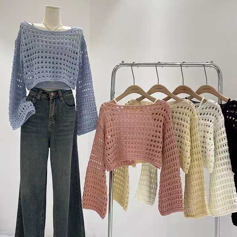 Kaftan Women Boho - 긴 소매 크로 셰 뜨개질 니트