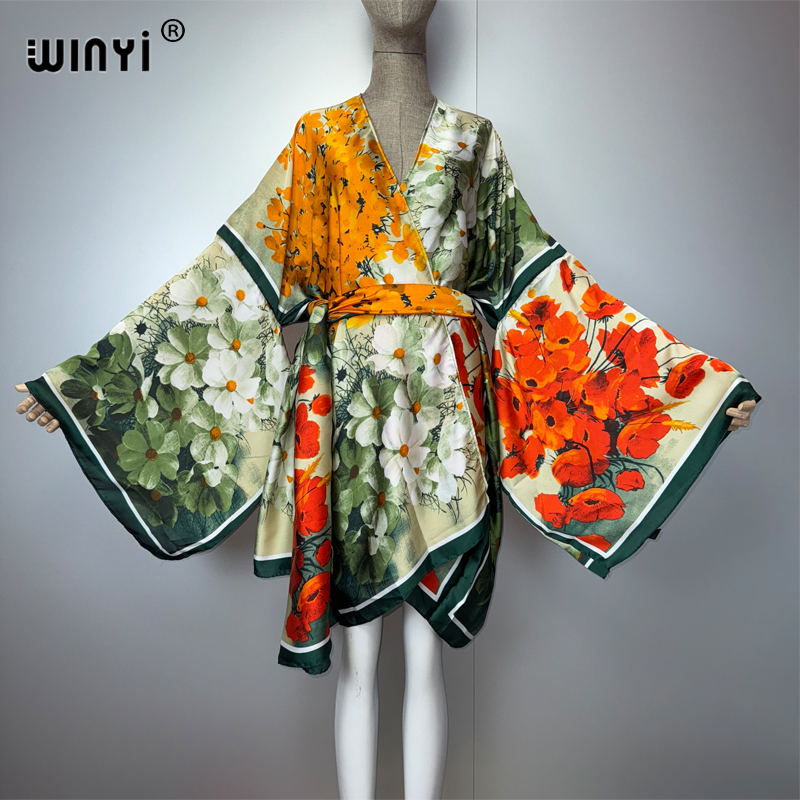Kaftan Women Boho - WINYI 여름 kimonosilk 느낌 짧은 카디건