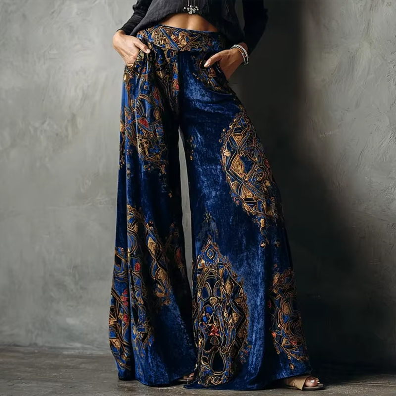 Winter Ethnic Fashion For Women - 여성 와이드 레그 팬츠 레트로 에스닉