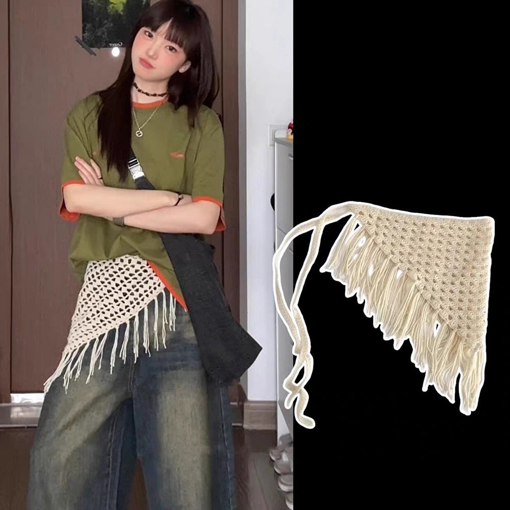 Y2K Ethnic Fashion - 패션 태슬 프린지 허리 벨트, 정교한