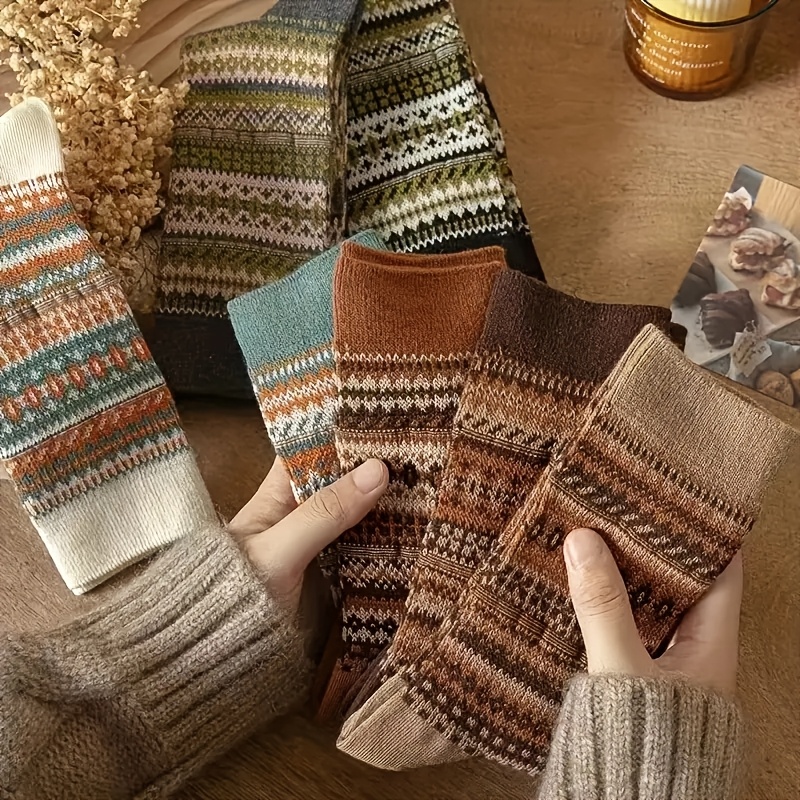 여성용 레트로 7 색 종아리 양말, 에스닉 스타일, 패 - Winter Ethnic Fashion For Women 리뷰 및 가격