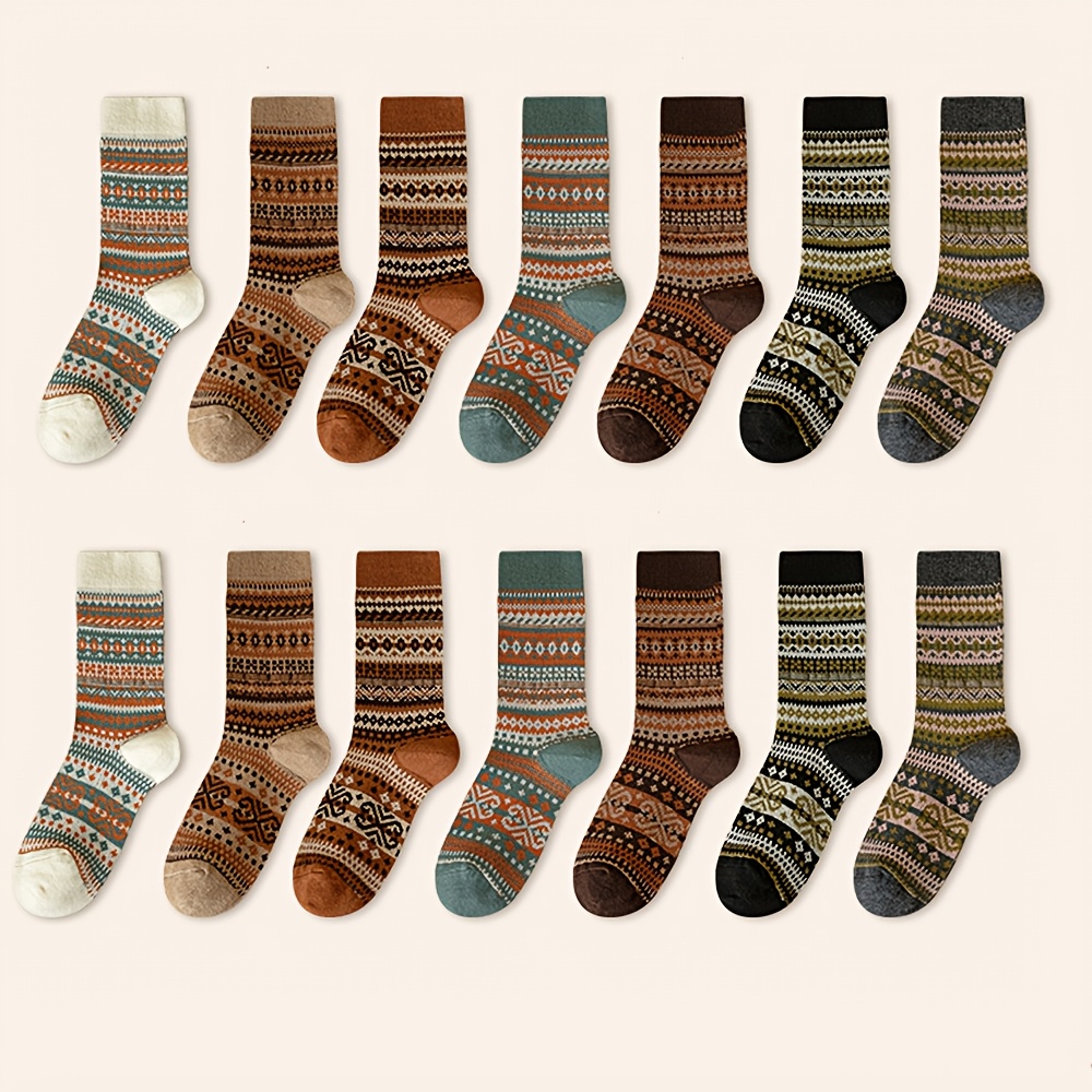 여성용 레트로 7 색 종아리 양말, 에스닉 스타일, 패 - Winter Ethnic Fashion For Women 리뷰 및 가격