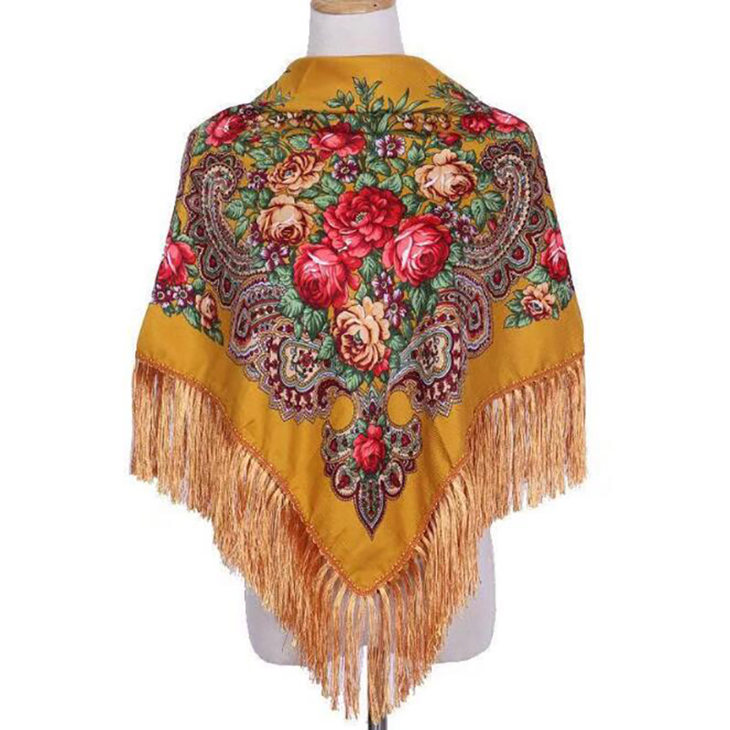 레트로 프린트 스카프 보호 목도리, 따뜻한 면, 러시아 - Winter Ethnic Fashion For Women 리뷰 및 가격