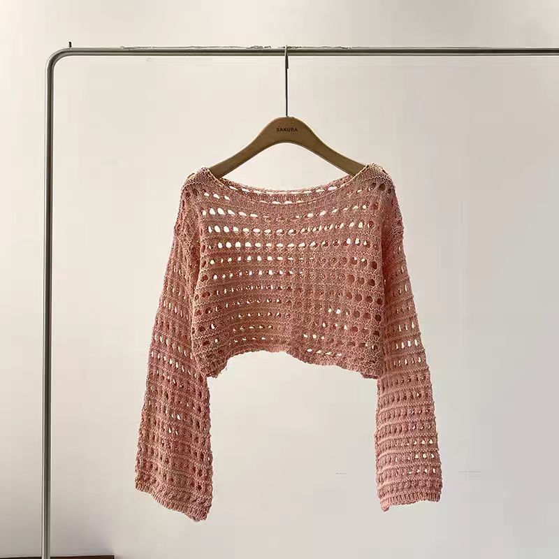 긴 소매 크로 셰 뜨개질 니트 탑 여름 해변 비키니 커 - Kaftan Women Boho 리뷰 및 가격