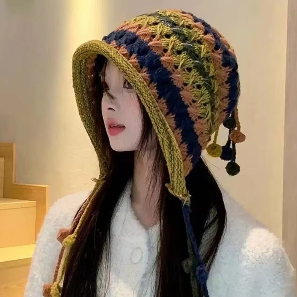패션 레인보우 스트라이프 니트 모직 모자 태슬 방풍 비 - Winter Ethnic Fashion For Women 리뷰 및 가격