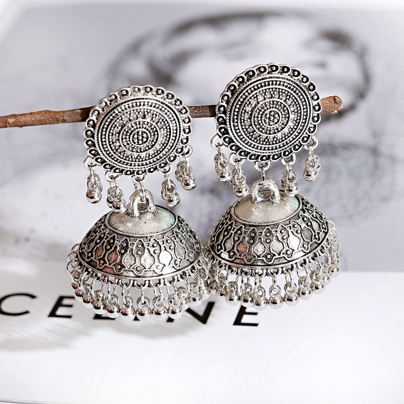 에스닉 여성용 실버 컬러 벨, 인도 주얼리, 집시 귀걸 - Ethnic Indian Fashion 리뷰 및 가격