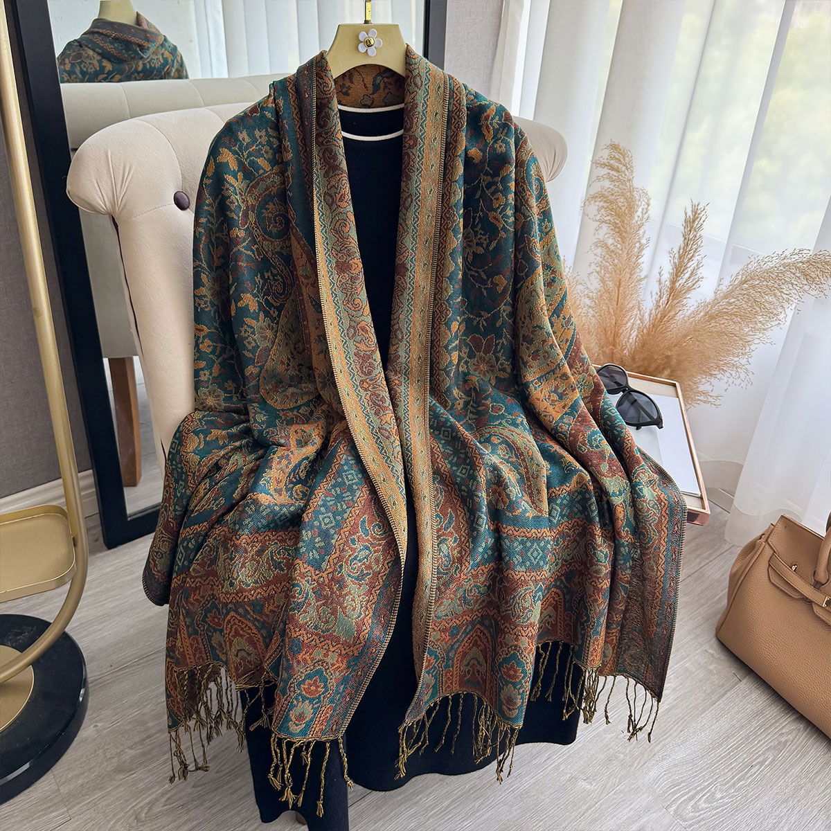 2025 태슬 블랭킷 디자인 에스닉 스타일 두꺼운 파시 - Winter Ethnic Fashion For Women 리뷰 및 가격