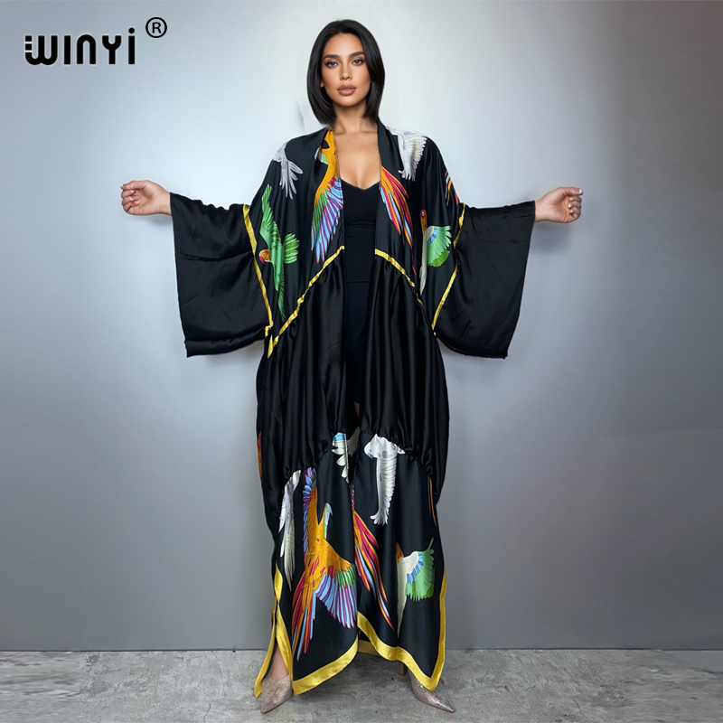 위니 프린트 보헤미안 키모노 맥시 비치웨어 커버업 휴가 - Kaftan Women Boho 리뷰 및 가격
