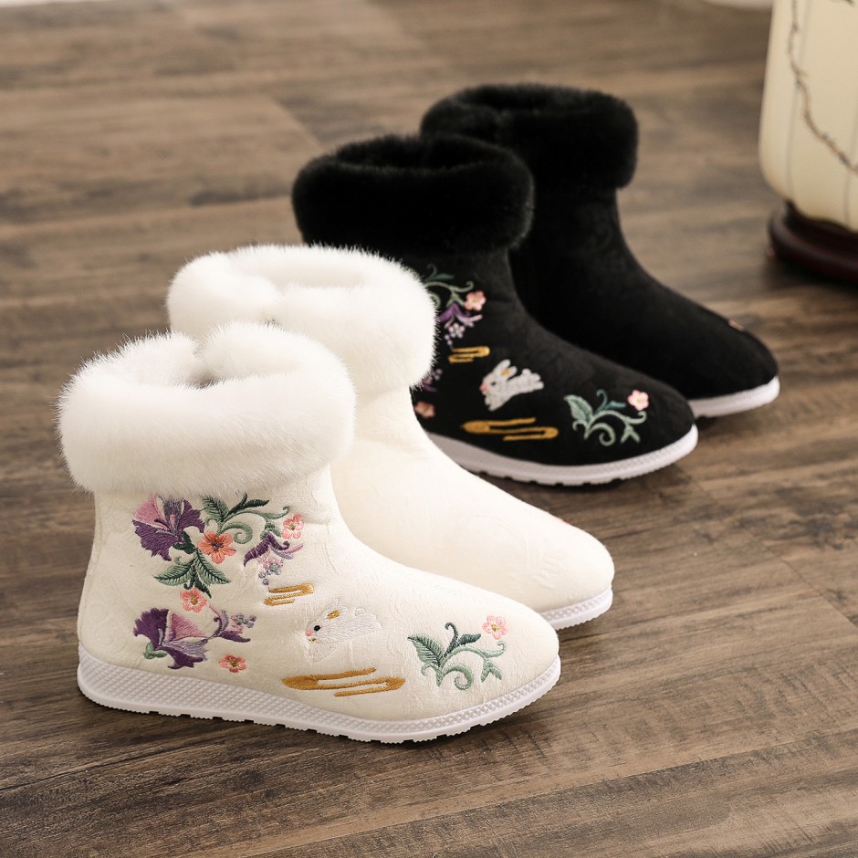 에스닉 스타일 자수 짧은 부츠 여성용, 따뜻한 스노우  - Winter Ethnic Fashion For Women 리뷰 및 가격