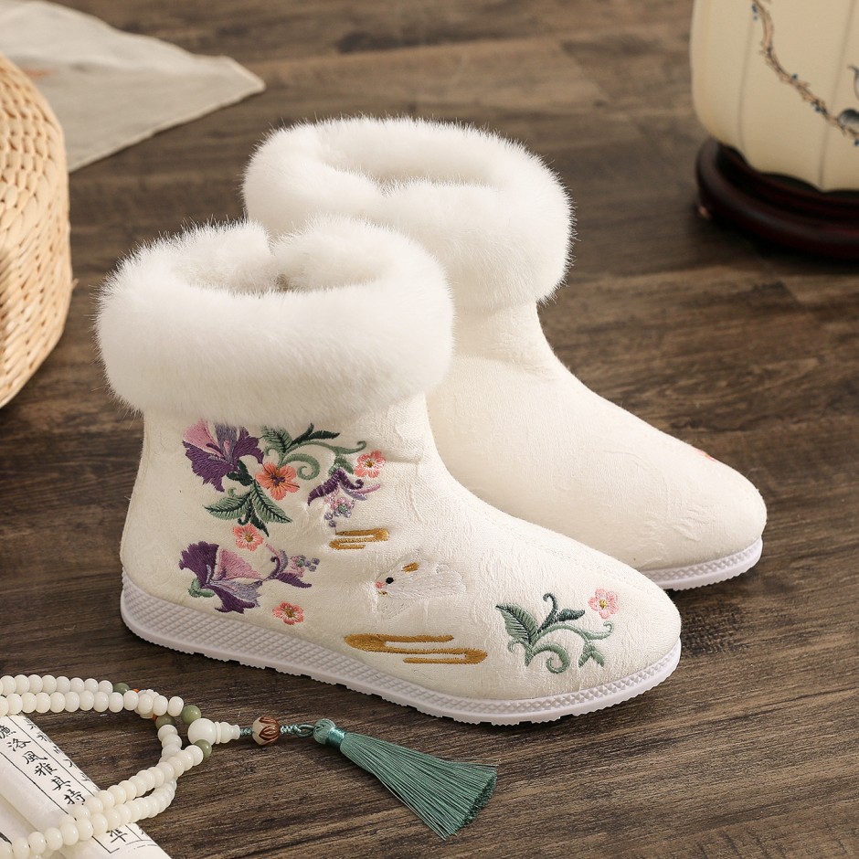 에스닉 스타일 자수 짧은 부츠 여성용, 따뜻한 스노우  - Winter Ethnic Fashion For Women 리뷰 및 가격