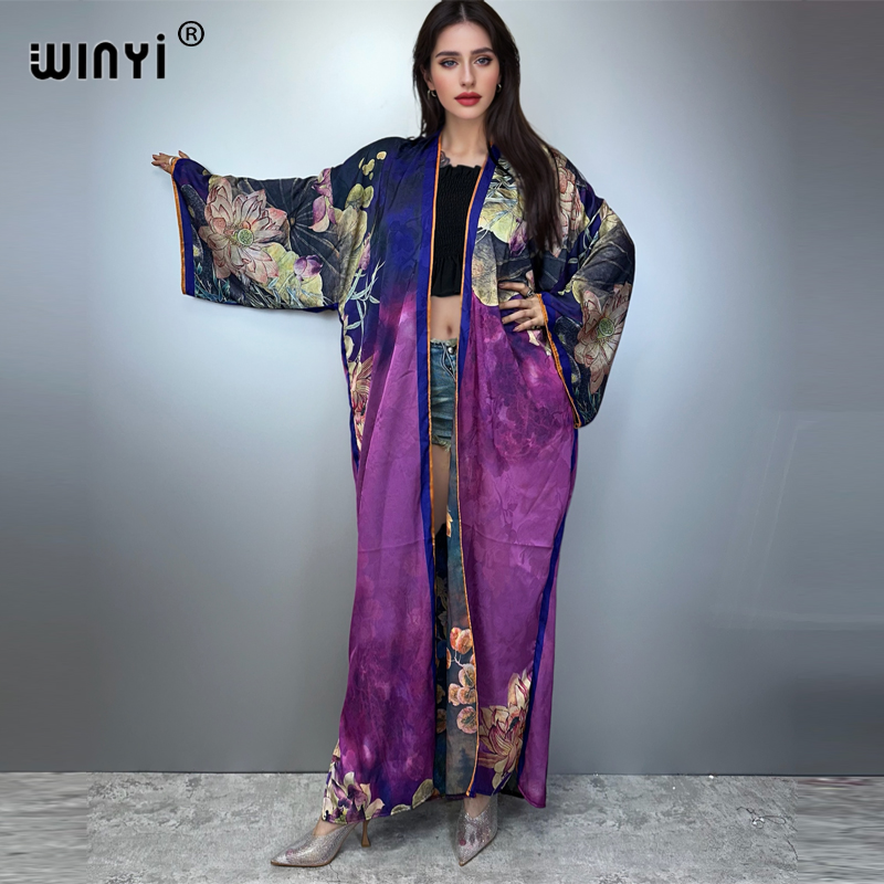 WINYI 기모노 고품질 프린트 드레스 비치웨어 Boh - Kaftan Women Boho 리뷰 및 가격