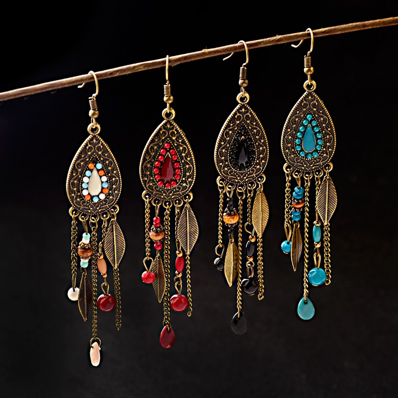 TopHanqi 여성용 보헤미아 민족 청동 물방울 귀걸 - Ethnic Indian Fashion 리뷰 및 가격